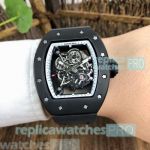 Richard Mille Replica AAA RM 055 Black Rubber Strap White Inner Bezel Watch